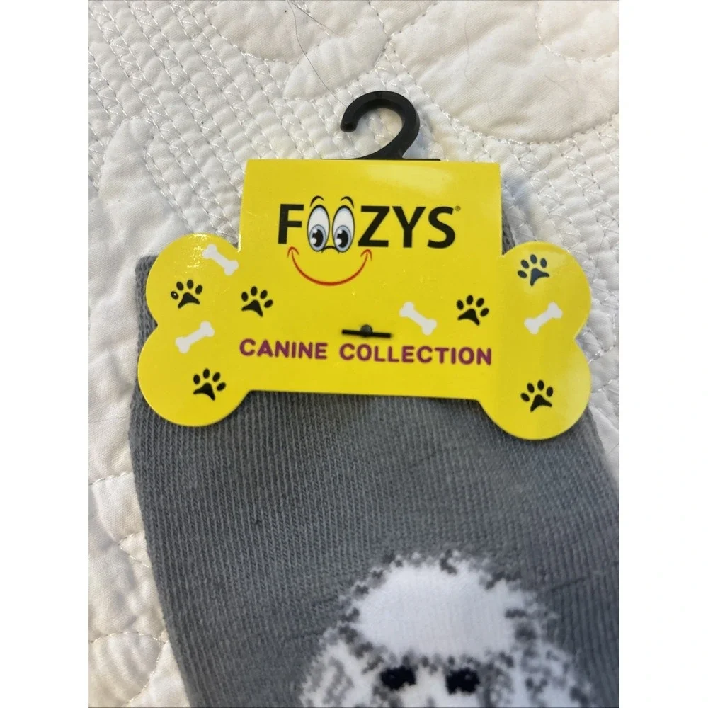 Foozy's Canine Collection Poodle Socks Women SZ 9-11 Gray Polyester Blend‎ New
